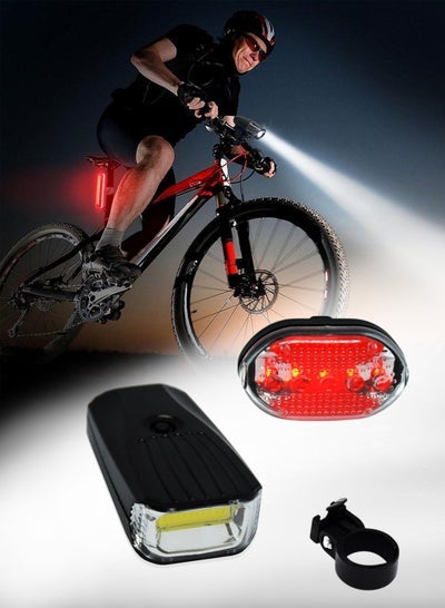 مجموعة أضواء دراجة LED - مصباح أمامي + مصباح خلفي، مقاوم للماء، سهل التركيب، أوضاع إضاءة متعددة